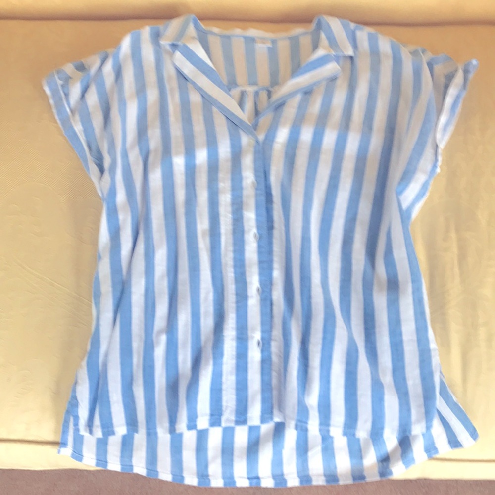 Old Navy baby blue striped blouse